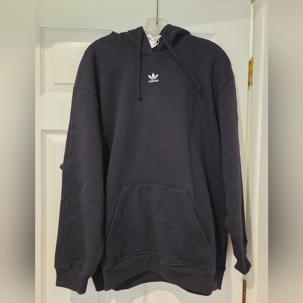 Womens Adidas Oversized Black Fleece Hoodie - Medium - NWT